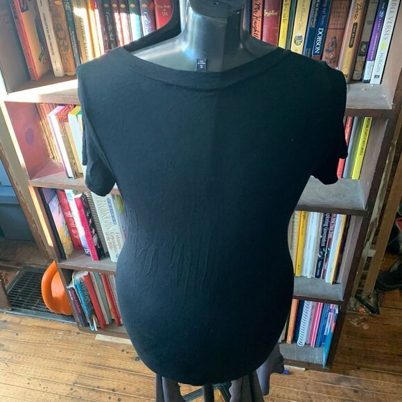 Lulu’s black grommet detail v-neck knit shirt sleeve gothic core dark academia S - Picture 2 of 3